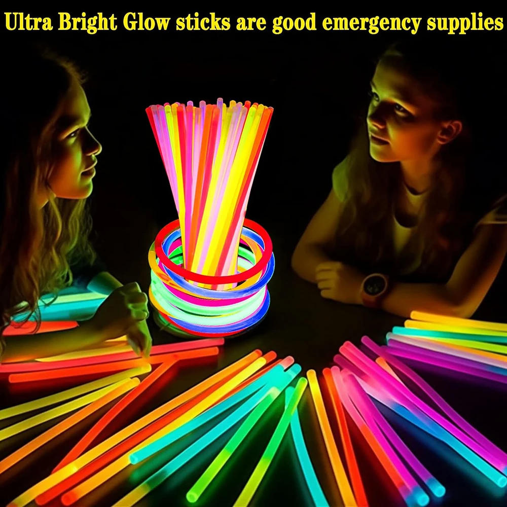 Description Picture 5 of item100-10PCS Party Glow Sticks With Connectors Night Glowing Fluorescence Multicolor Glowsticks DIY Bracelets Stick Decor Supplies