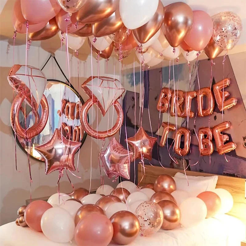 Description Picture 2 of item69Pcs Bride To Be Balloons Set Wedding Decoration Rose Gold Diamond Balloon Ring Foil Balon Confetti Globos Party Suppliers