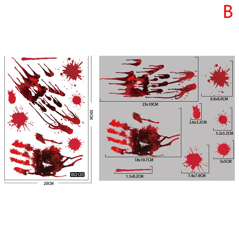 Description Picture 3 of itemWindow Bathroom Shadow Glass Female Ghost Wall Decal Halloween Decor Halloween Stickers Horror Blood Hand Print Door Stickers