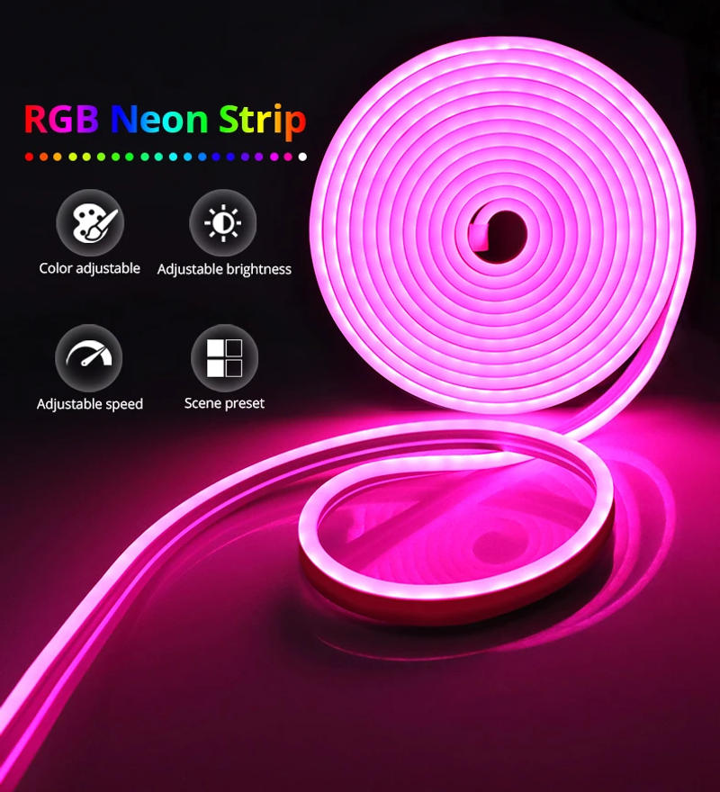 Description Picture 2 of item12V RGB Strip LED Flexible Silicone Neon Light 1-5M Remote Control Waterproof SMD 3535 Neon Sign Tape Colorful Room Wall Decor