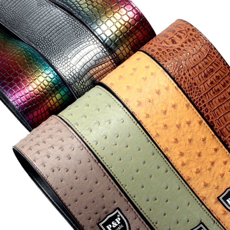 Description Picture 3 of itemP&P PU Leather Guitar Strap Embossed Adjustable For Acoustic Electric Bass Music Hobby Guitars Accessories 130cm - 150cm