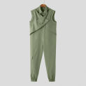 2024 Men Jumpsuits Solid Color Lapel Sleeveless Zipper Streetwear Fashion Casual Male Rompers Loose Cargo Overalls S-5XL INCERUN