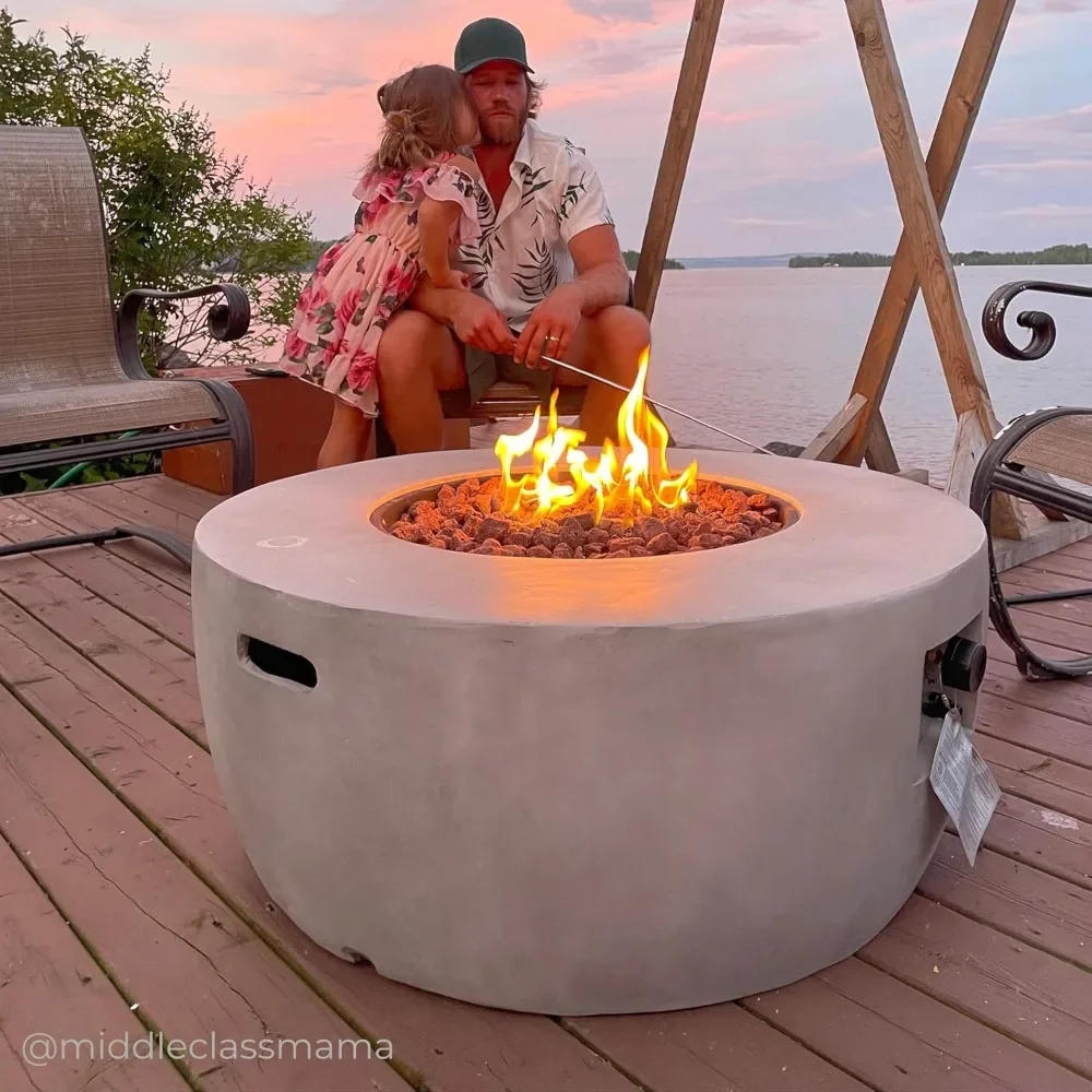 Description Picture 2 of item36 in. Outdoor Round Propane Gas Smokeless Fire Pit with Sturdy Faux Concrete Base, Quick Ignition and Gas Regulato
