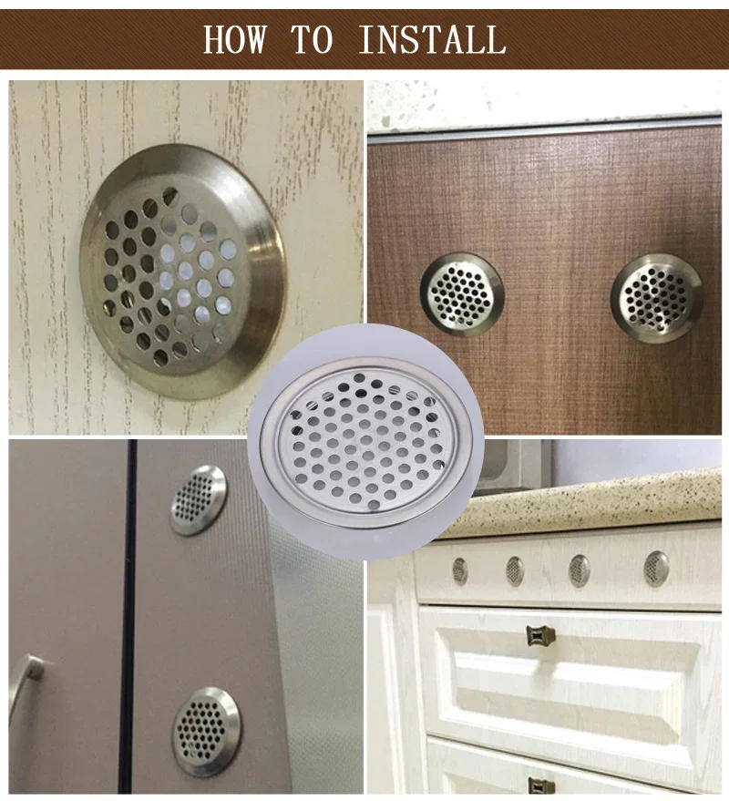 Description Picture 4 of item4-piece stainless steel core ventilation opening, wardrobe mesh vent core ventilation opening, louver ventilation cover