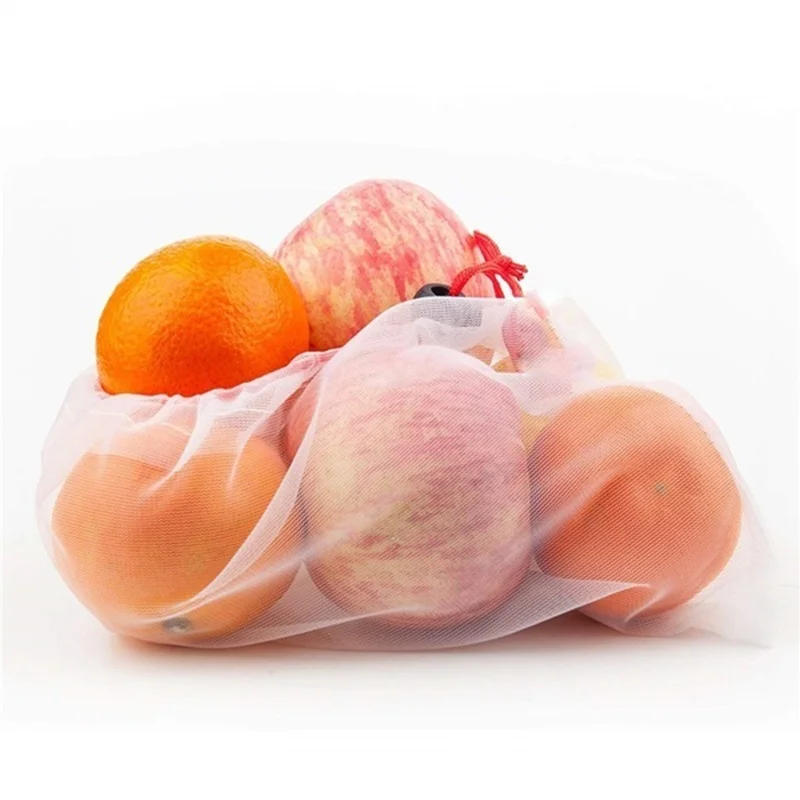 Description Picture 3 of item5pcs Fruit Vegetable Storage Mesh Bags Reusable Net Bags Kitchen Food Organizer Washable Toys Grocery Storage Packaging Bag