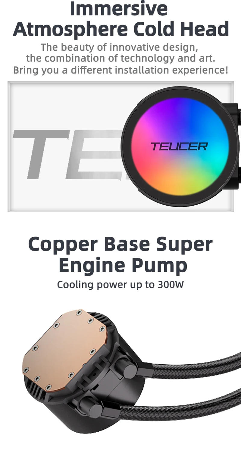 Description Picture 6 of itemTEUCER AF-120 Water Cooler 12cm RGB Fan Processor Heatsink 120mm PC Water Cooling Radiator For intel 2011/1700/155X AMD AM4 AM5