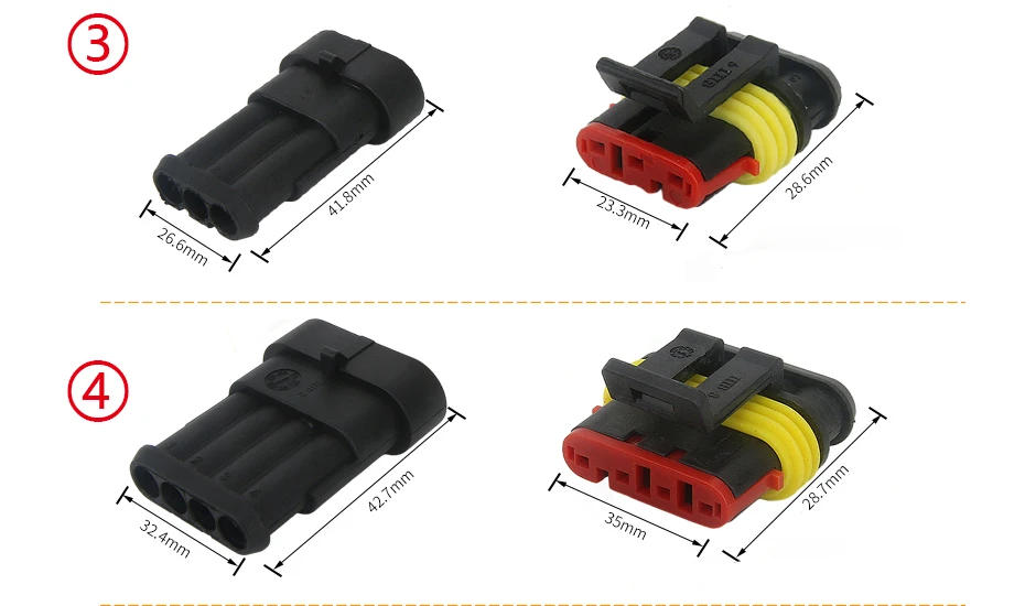 Description Picture 3 of item1 Set 1 2 3 4 5 6 Pin Super Seal AMP Electrical Connector Automotive Waterproof Xenon Lamp Male And Female Plug For Car