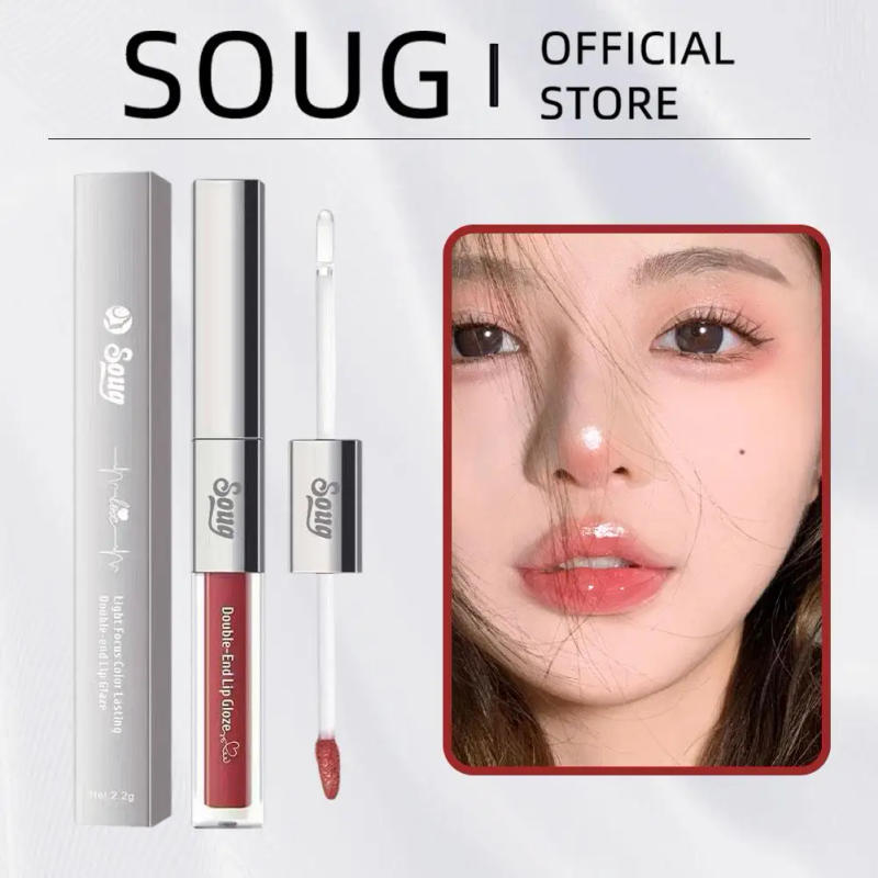 Description Picture 3 of itemSOUG Matte Lipstick Double Head Lip Coat 24HR Non-stick Cup Lip Gloss Tint Plumper Long Lasting Waterproof Lipstick Makeup