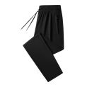 Youthful Adult Trousers Ice Silk Unisex Pants with Side Pockets Drawstring Waist for Gym Training Jogging Quick Dry Solid Color