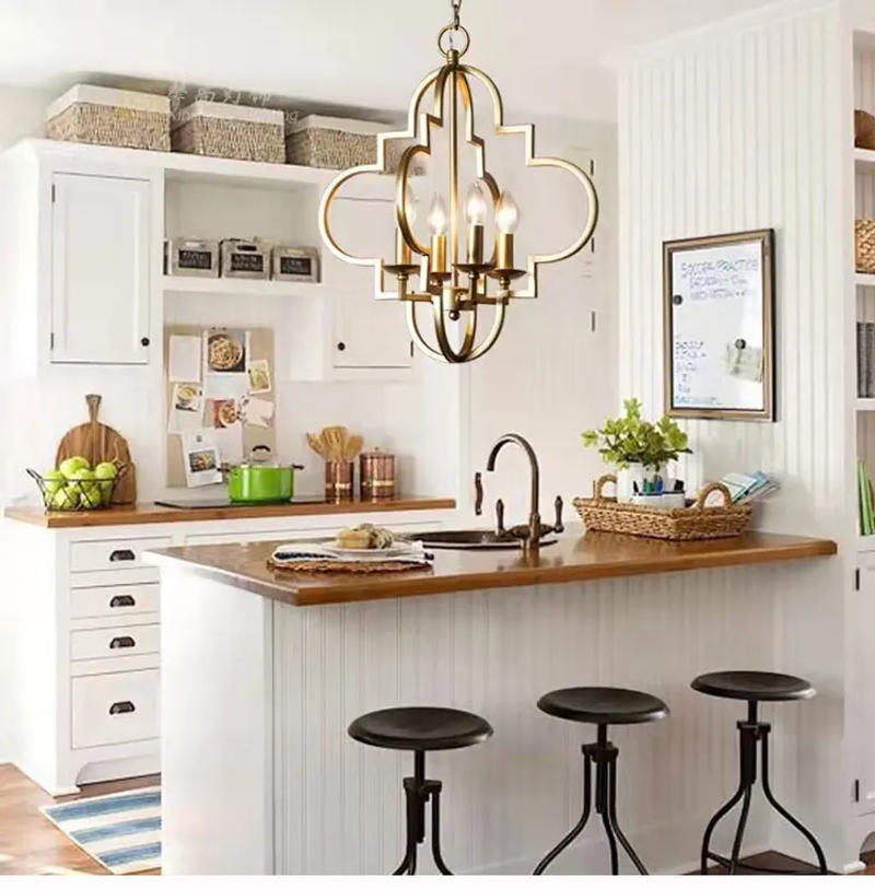 Description Picture 6 of itemVintage American Wrought Iron Gold Chandelier Design Living Room Pendant Lamp Nordic Dining Room Bedroom Cafe Kitchen Light