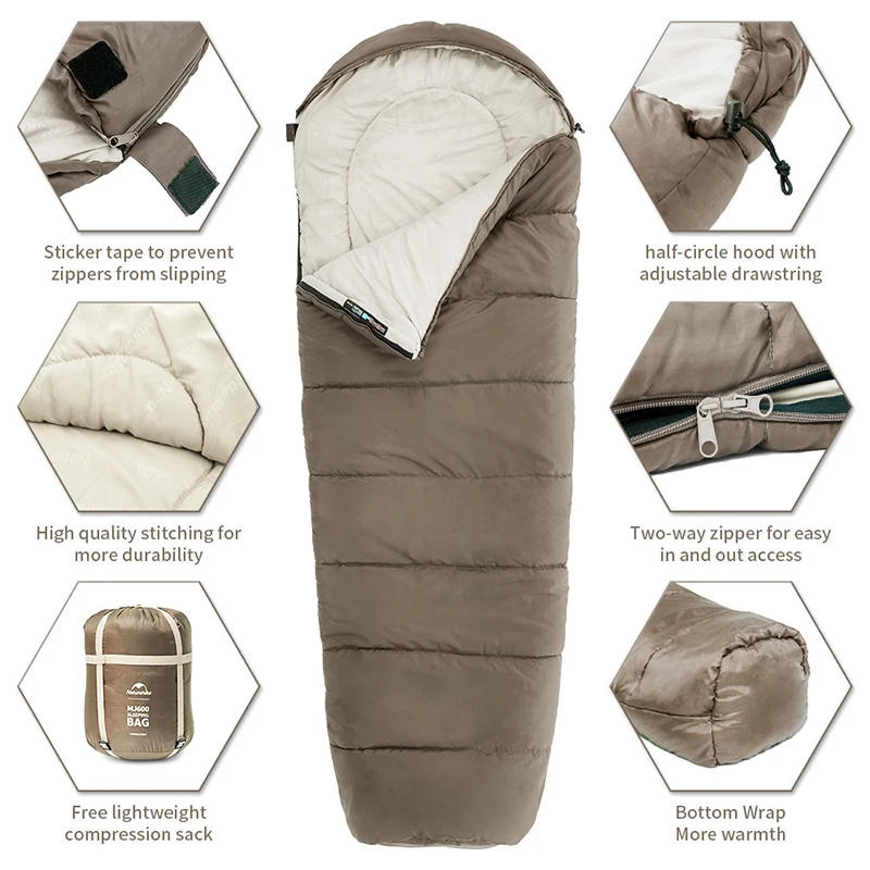 Description Picture 4 of itemNaturehike Sleeping Bag MJ300 -1℃ Lightweight MJ600 -12℃ Mummy Sleeping Bag Outdoor Camping Cotton Winter Warm Sleeping Bags