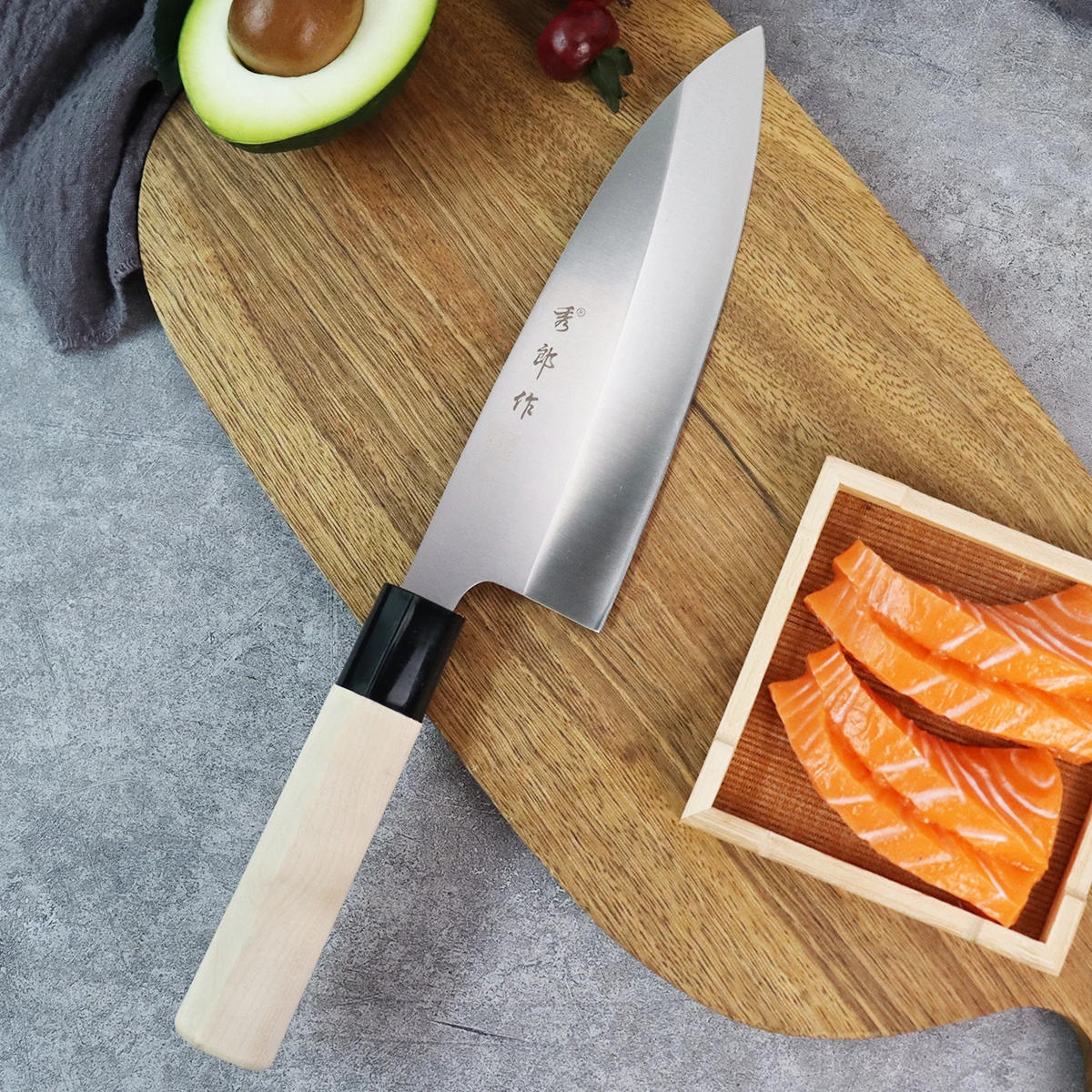 Description Picture 4 of itemSalmon Sushi Santoku Knife Cooking Stainless Steel Fish Fillet Meat Cleaver Japanese Sharp Utility Chef Knife Cooking Tool