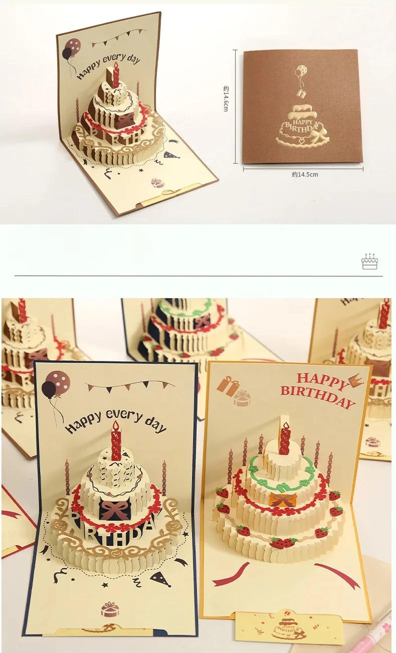 Description Picture 4 of item3D Unique Pop Up Birthday Card for Kids Boy Baby Shower First Birthday Party Greeting Cards Handmade Miniatures Postcard Gifts