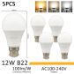 5pcs 12W B22