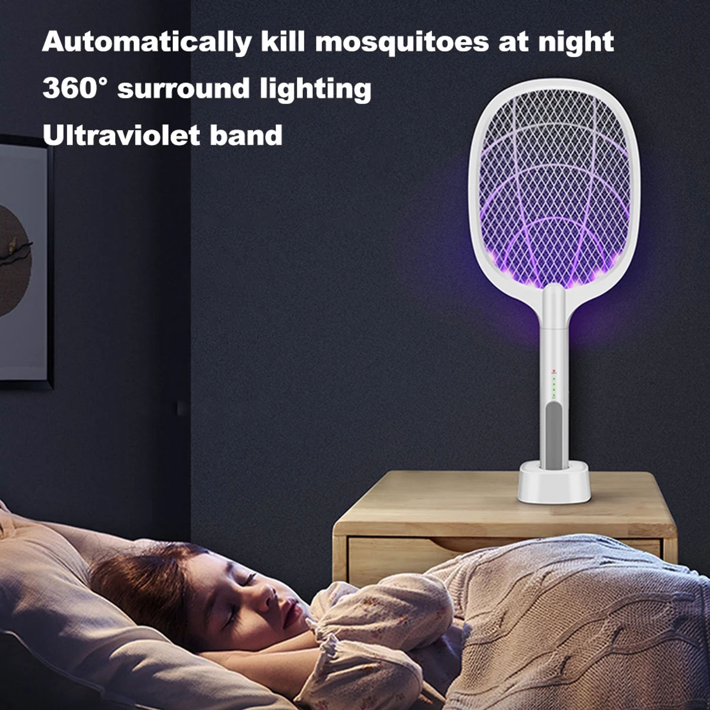 Description Picture 6 of itemElectric Bug Zapper Racket Mosquito Killer Fruit Fly Swatter Zap LED Lighting Lamp 3 Layer Safety Mesh Safe to Touch