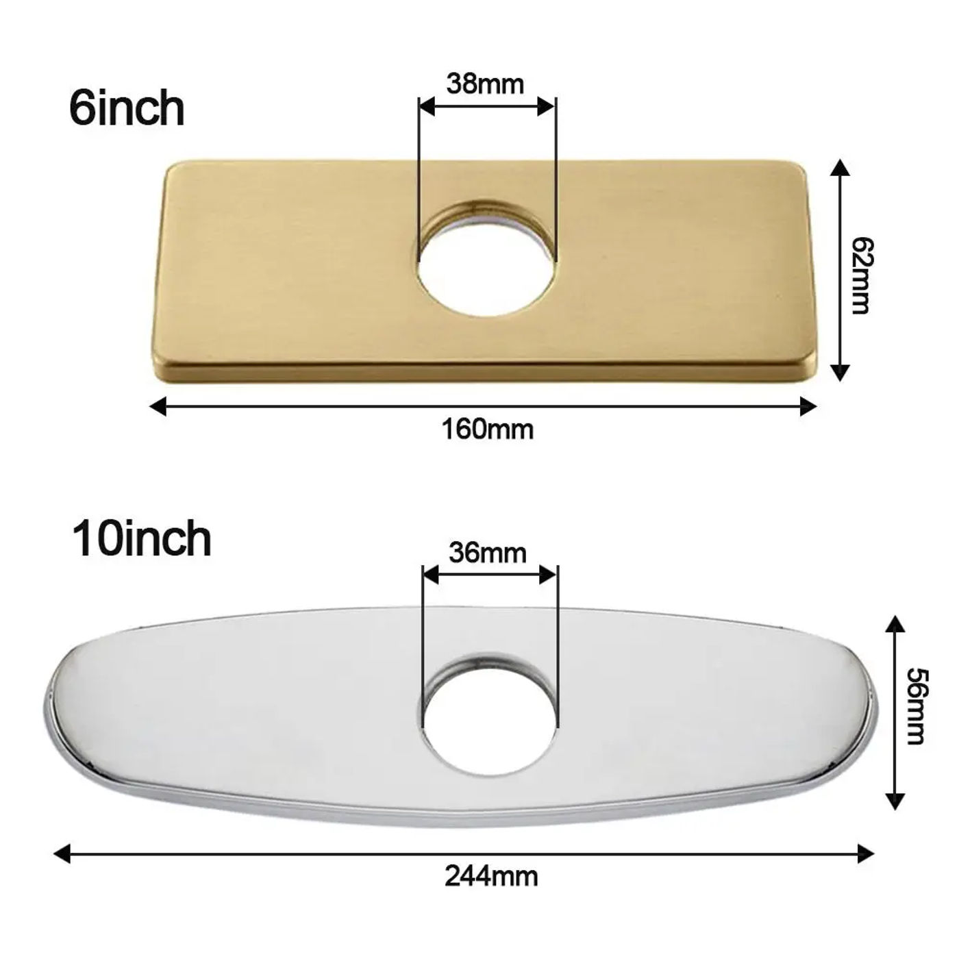 Description Picture 4 of item1PC Faucet Plate Hole Tap Cover Deck Plate Stainless Steel Bathroom Kitchen Sink For Most Single Hole Faucet