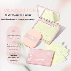 100sheets Face Oil Blotting Papers With Mirror Makeup Puff Refreshing Portable Oil Control Tool Kits Facial Oil Absorbing Sheets