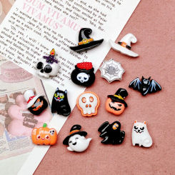 20 Pcs New Cute Mini Cartoon Halloween Pumpkin Head Bat Candle Resin Scrapbook Diy Jewelry Children Gift Hairpin Accessories