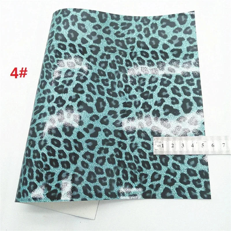 Description Picture 6 of itemMint Glitter Leather Sheets Smooth Leopard Glitter Leather Fish Scales Leopard Synthetic Leather Litchi For DIY 21x29CM Y368
