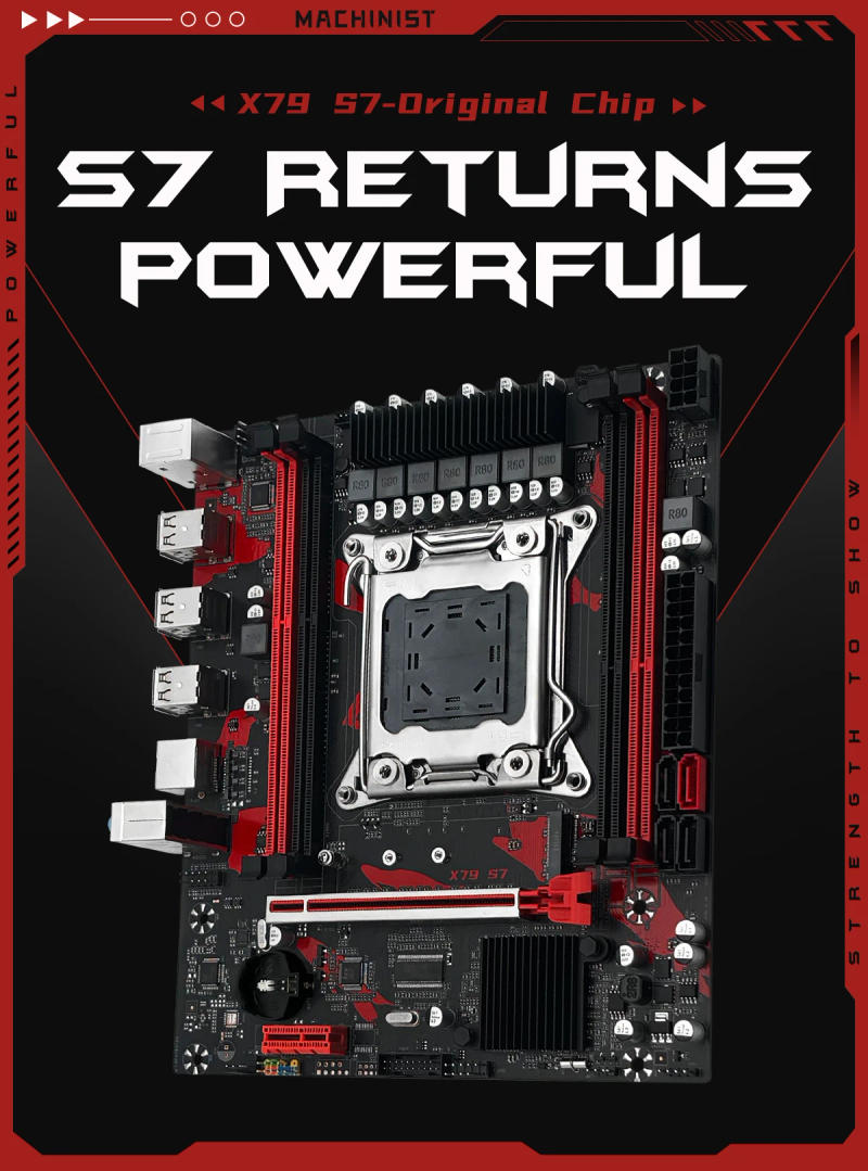 Description Picture 2 of itemMACHINIST X79 S7 Motherboard Support Intel Xeon E5 v1&v2 LGA 2011 CPU Processor DDR3 REG ECC RAM Dual channel Mainboard