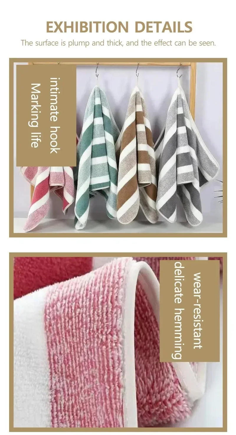 Description Picture 5 of itemQuick Drying Towel Set Soft Hand Towel Bath Towel Quick Drying Absorbent Towels For Bathroom Striped Pattern