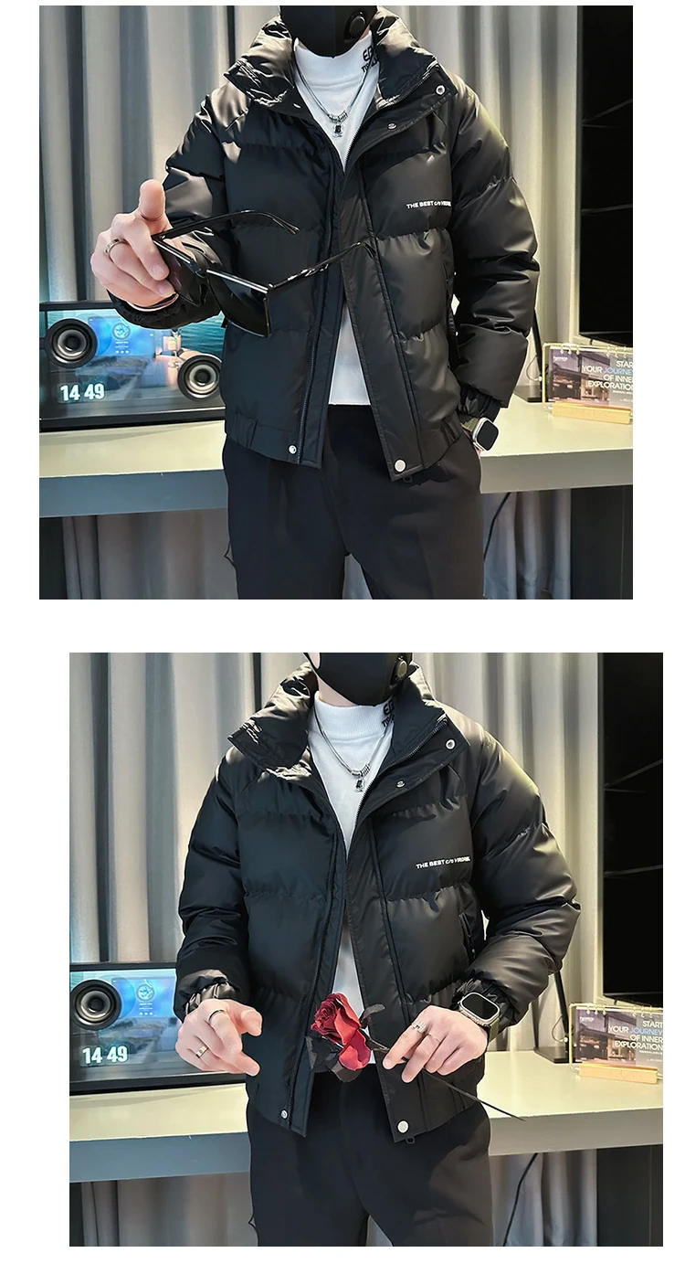 Description Picture 5 of itemWinter Thick Warm Parka Jackets Men's Casual Business Coats Cotton Padded Jacket Stand Collar Social Streetwear Overcoat 2023