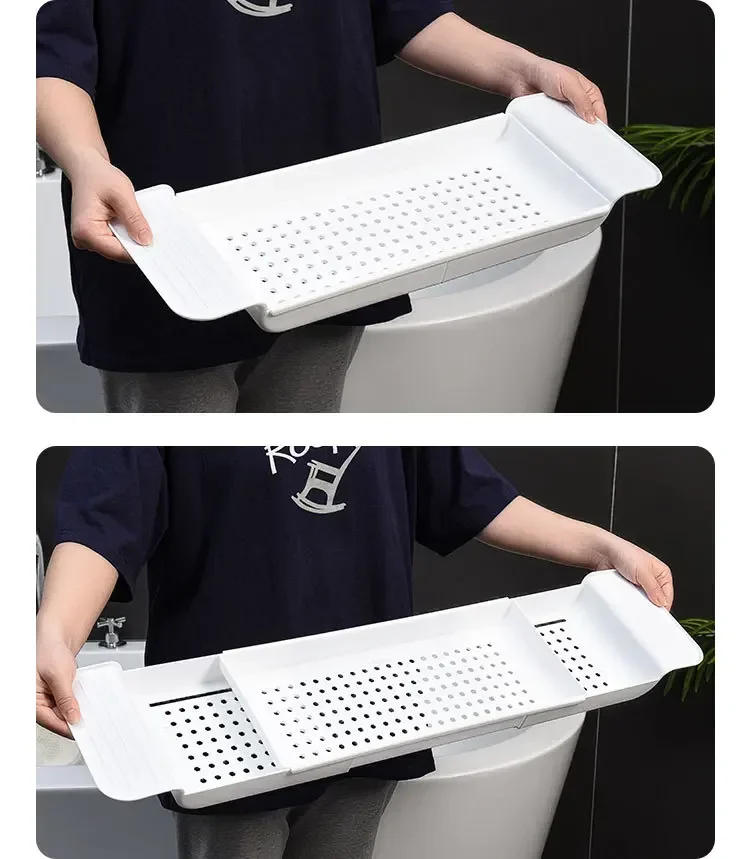 Description Picture 5 of itemBathtub Shelf Extendable Bathroom Bathtub Tray Shower Caddy Bamboo Bath Tub Rack Towel Book Holder Storage Organizer Accessories