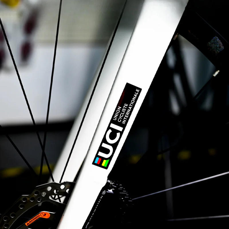 Description Picture 2 of item2-Pack UCI Waterproof Scratch Resistant Bike Fork Stickers - PVC Decal Bike Stickers with Bright Stripes UV Protection