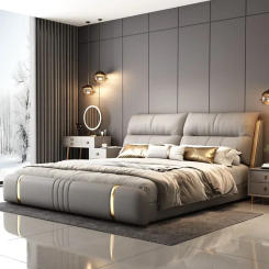 Pretty Elegant King Size Bed Modern Storage Italian Villa Bed Headboards Comferter Camas Bedroom Set