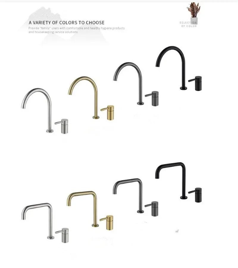 Description Picture 6 of itemBrushed Gold Basin faucet Bathroom Faucet two hole bathroom Sink Black sink tap rotating widespread Black basin Tap