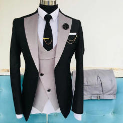 New Costume Slim Fit Men Suit Slim Fit Business Suits Groom Black Tuxedos For Formal Wedding Suit Jacket Pant Vest 3 Pieces