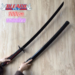 Bleach Sky Noon Moon  Sword Props Kurosaki Ichigo Zanpakutou Black Ninja Katana Samurai Weapon Safety PU Gift Toy