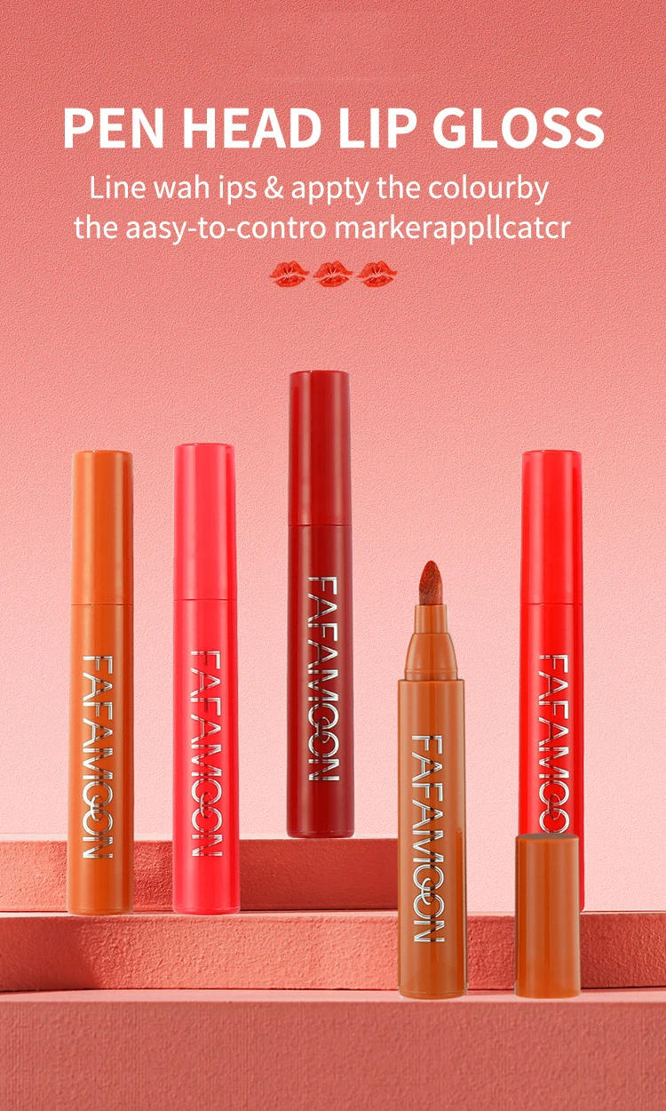 Description Picture 2 of item4 Colors Lip Tint Cosmetic Professional Wood Lipliner Waterproof Lady Charming LipLiner Soft Pencil Contour Makeup Lipstick Tool