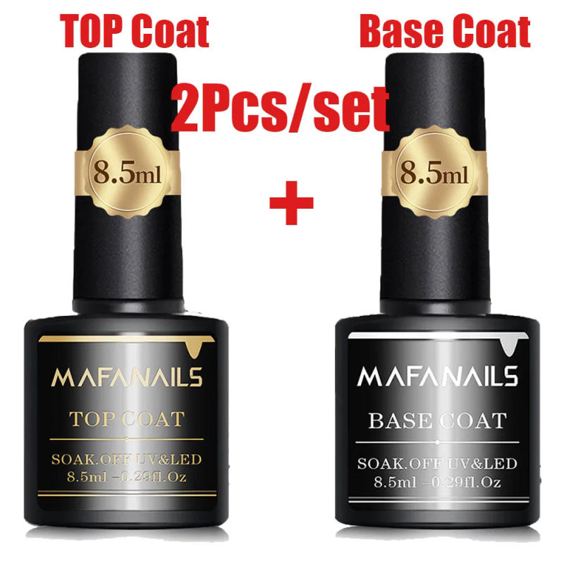 Description Picture 2 of item1/2Pcs/set Top Coat & Base Coat Nail Polish Gel Semi-permanent UV LED Soak Off Gel Long Lasting No Wipe Top/Base Coat Nail Gel