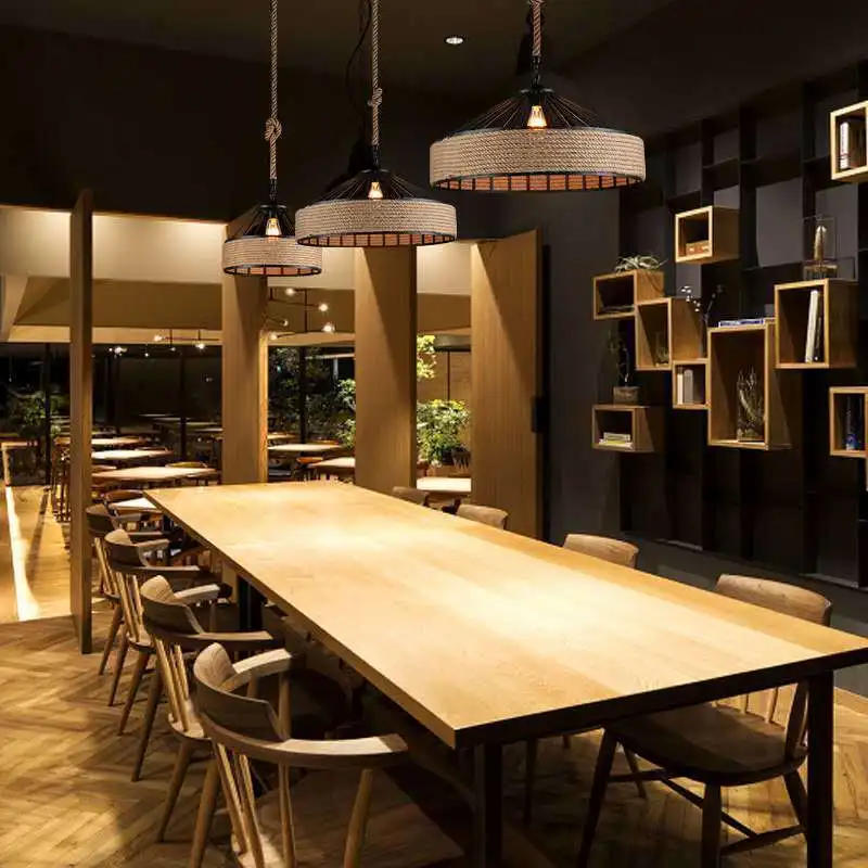 Description Picture 6 of itemLatest Retro Hemp Rope Pendant Lights Restaurant Industrial Style Creative Bar Restaurant Personality American Country Style Hot