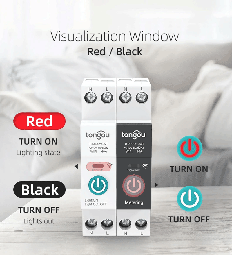 Description Picture 4 of itemTuya WiFi Smart Circuit Breaker 1P 63A DIN Rail for Smart Home Wireless Remote Control WiFi Switch by APP TONGOU Free Shipping