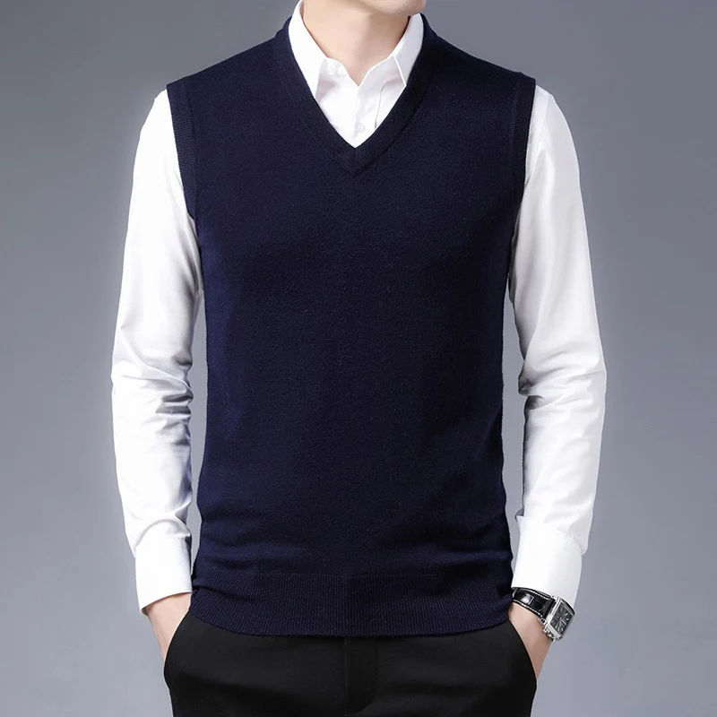 Men 100% Wool Knit Tank Vest