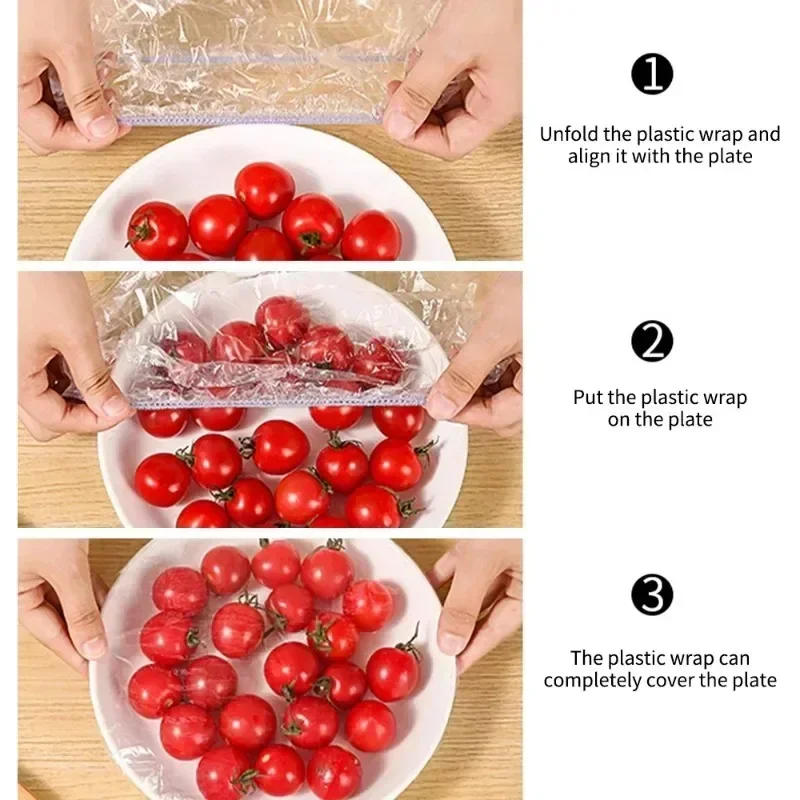 Description Picture 4 of itemDisposable Plastic Food Cover Colorful Elastic Wrap Fruit Food Covers Fresh-keeping Lid Bowl Plate Kitchen Packaging Storage Bag