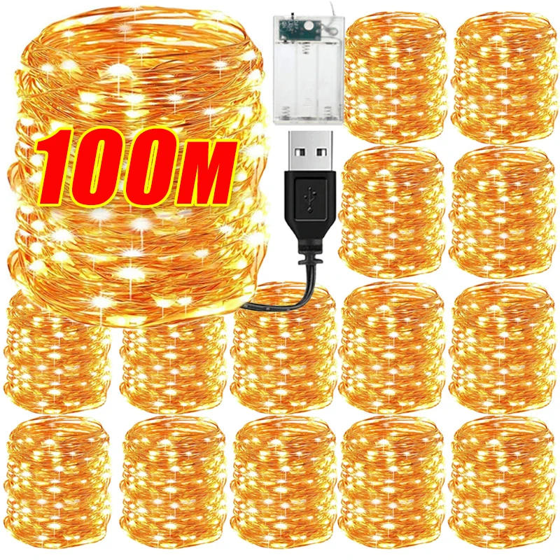 Description Picture 3 of item100-2M LED String Light USB/Battery Operated Copper Wire Garland Fairy Lighting Strings Christmas Wedding Party Decoration Lamps