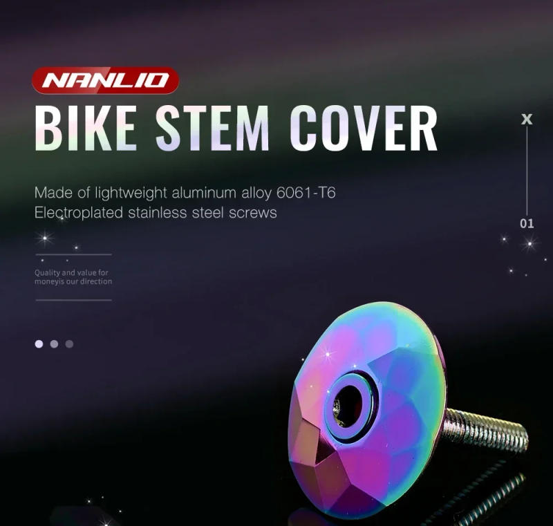 Description Picture 3 of itemNanlio 1-1/8" Portable Bicycle headset cover Gasoline Bicycle Cap Bar Headphone Top Cover with Screws for 28.6mm Fork Head Tube