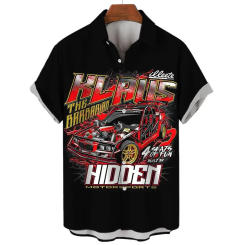 Hawaii Shirt Men Streetwear 3d Car Print Graphic Street Beach Men's Shirt Casual Short Sleeves Button-down Shirts Unisex Clothes
