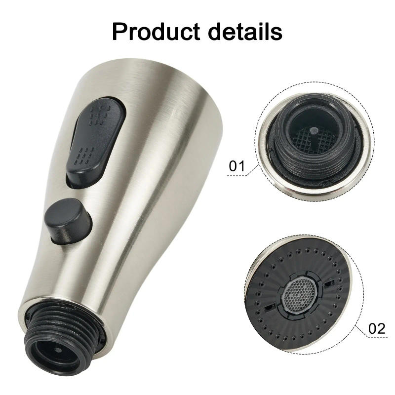 Description Picture 6 of itemKitchen Pull Out Faucet Sprayer Nozzle 3 Modes ABS Water Saving Bathroom Basin Sink Shower Spray Head For 1/2" Connection