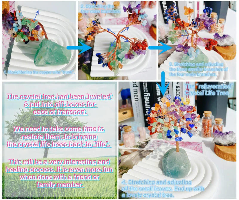 Description Picture 3 of itemAmethyst Healing Crystals Stones Tree Wire Wrapped on Natural Agate Slice Base Home Desk Living Room Crystal Decor Mini Sized