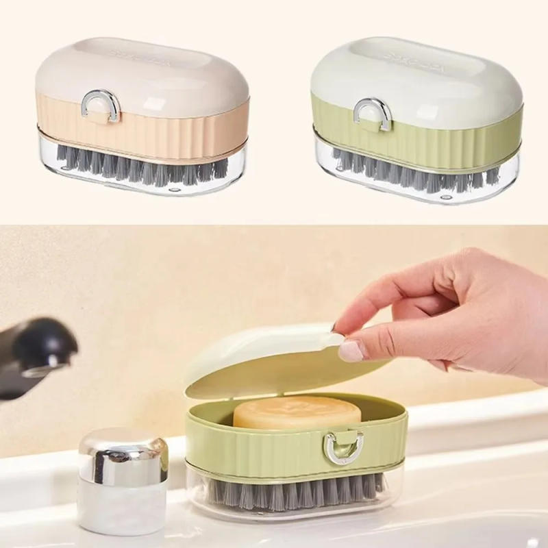 Description Picture 5 of item2PCS Creative Plastic 2 in 1 Soap Box Drainable Multi-functional Soap Holder with Brush Soap Storage Rack Kitchen