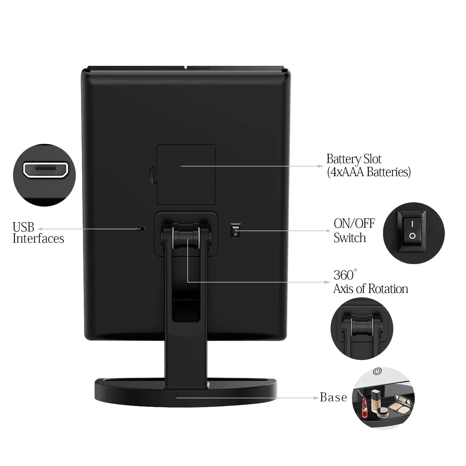 Description Picture 6 of itemCreative Modern Make-up Mirror with Light Folding Table Dresser Makeup Mirror with Light Glowing Bathroom Accessories Home Decor