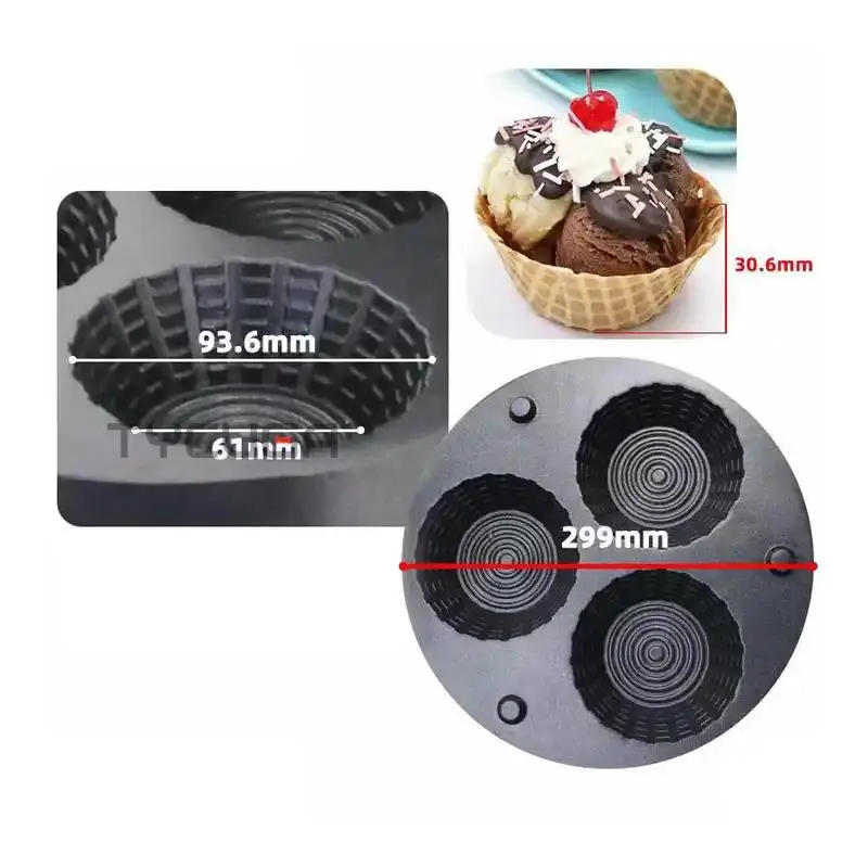Description Picture 5 of itemStuffed Waffle Maker Electric Waffle Machine Ice Cream Cup Shape Ice Cream Waffle Pancake Machine Commercial Appliance 110-240V