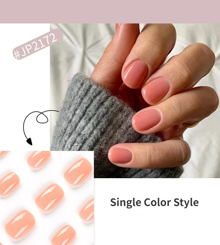 Description Picture 2 of item24Pcs/Set Single Color Glossy False Nails Full Cover Removable Fake Nails Art Faux Acrylic Press on Nail Tools Short Nails Tips