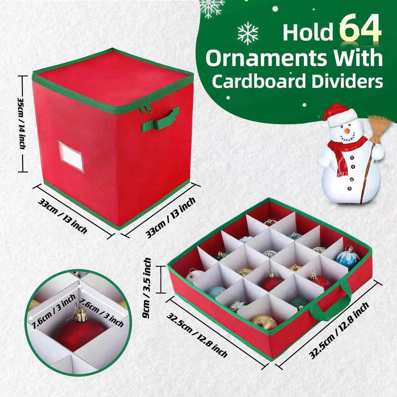 Description Picture 4 of item64-Grid Baubles Storage Box Christmas Balls Decor Storage Xmas Tree Decorations Organizer Bauble Divider Toy Storage Box