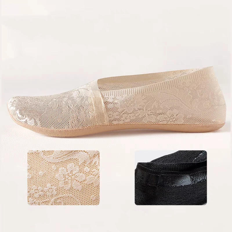 Description Picture 5 of item5Pairs Lace Flower Short Socks Women Summer Silicone Non-slip Ankle Socks Invisible Slipper Cotton Hollow Socks Female