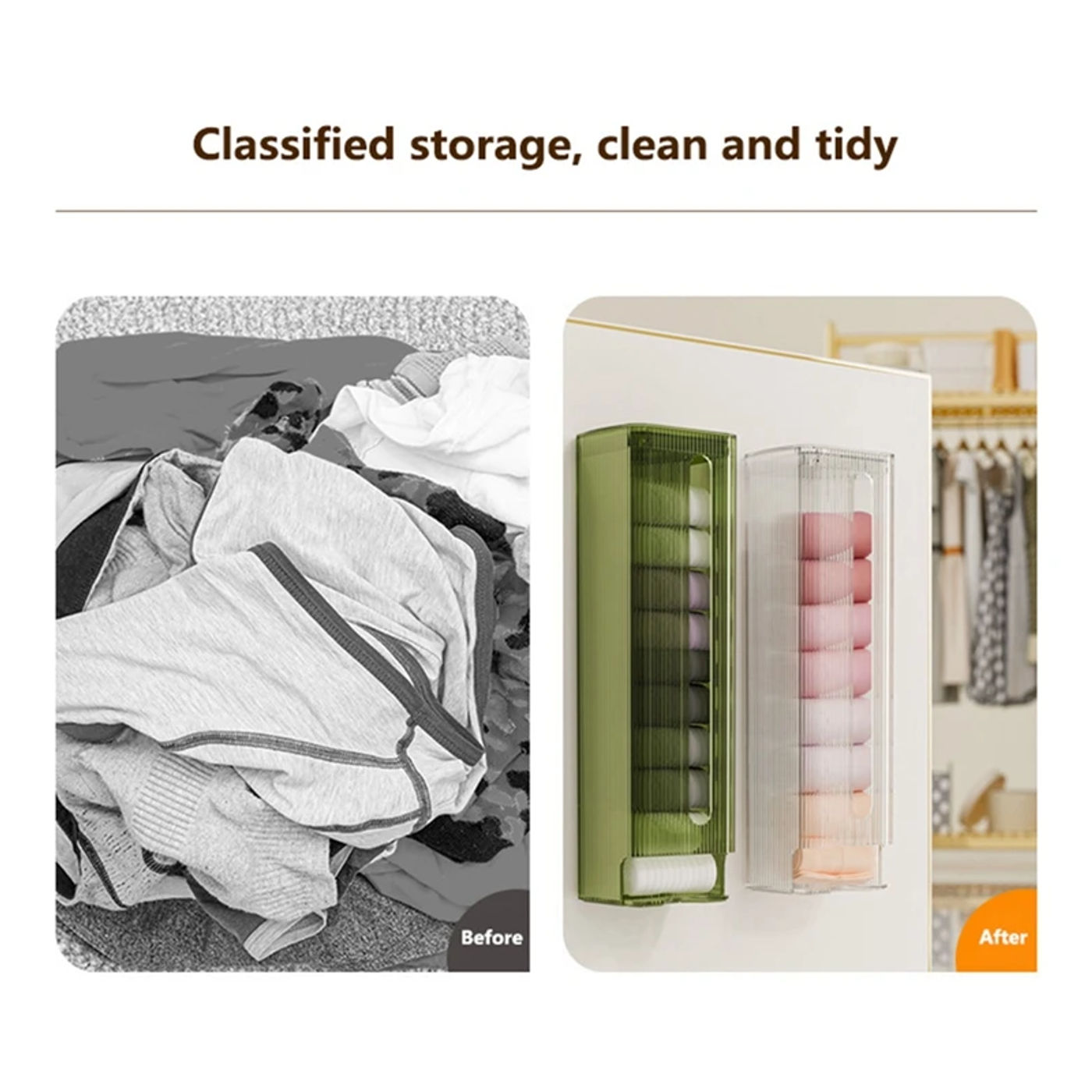 Description Picture 4 of itemStorage Organizer Box for Panties Underwear and Socks,Wall Hanging Storage Holder,Kitchen Garbage Plastic Bag Dispenser,Home